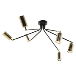 Lampa sufitowa loftowa 6-punktowa czarno-złota ORBIT