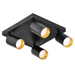 Lampa sufitowa 4-punktowa czarno-złota MARIBEL IV