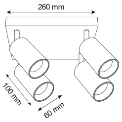Lampa sufitowa 4-punktowa czarno-złota MARIBEL IV