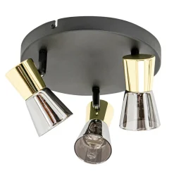 Lampa sufitowa 3-punktowa czarno-złota CENTO 23 cm