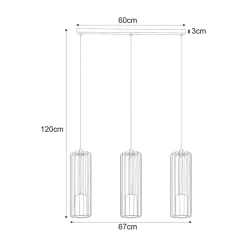Lampa wisząca 3 klosze listwa czarna FALCON