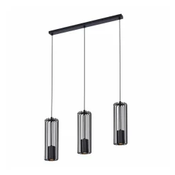 Lampa wisząca 3 klosze listwa czarna FALCON