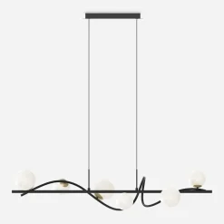 Lampa wisząca 6 kloszy kule czarno-złota NISYRO