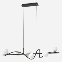 Lampa wisząca 6 kloszy kule czarno-złota NISYRO