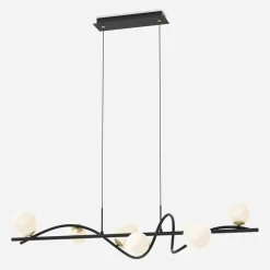 Lampa wisząca 6 kloszy kule czarno-złota NISYRO