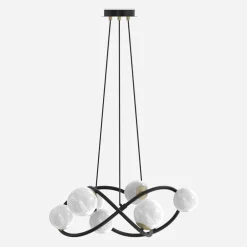 Lampa wisząca 8 kloszy kule czarno-złota NISYRO