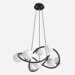 Lampa wisząca 8 kloszy kule czarno-złota NISYRO