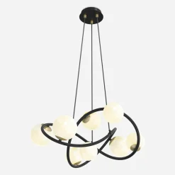 Lampa wisząca 8 kloszy kule czarno-złota NISYRO