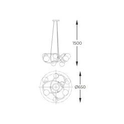 Lampa wisząca 8 kloszy kule czarno-złota NISYRO