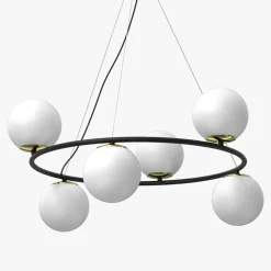 Lampa wisząca 6 kloszy kule czarno-złota BOLTI VI