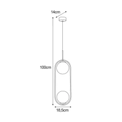Lampa wisząca 2 kule czarna PARVA