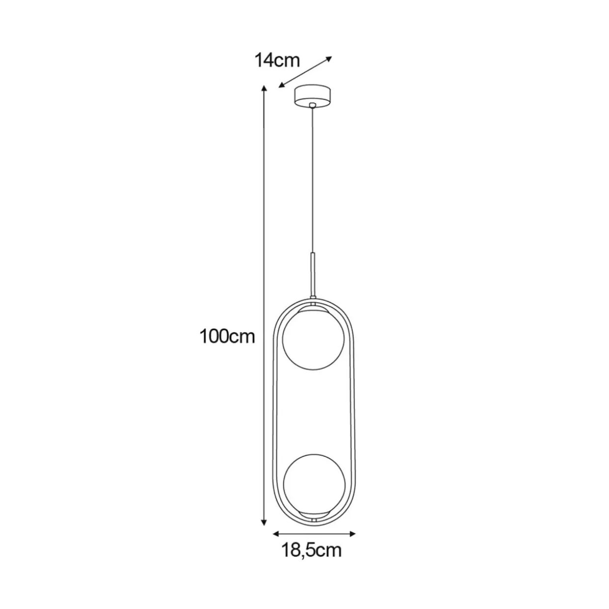 Lampa wisząca 2 kule czarna PARVA