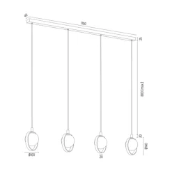 Lampa wisząca 4 kuliste klosze złota SATURNIA