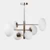 Lampa wisząca 6 owalnych kloszy biało-złota UFO 50x55 cm