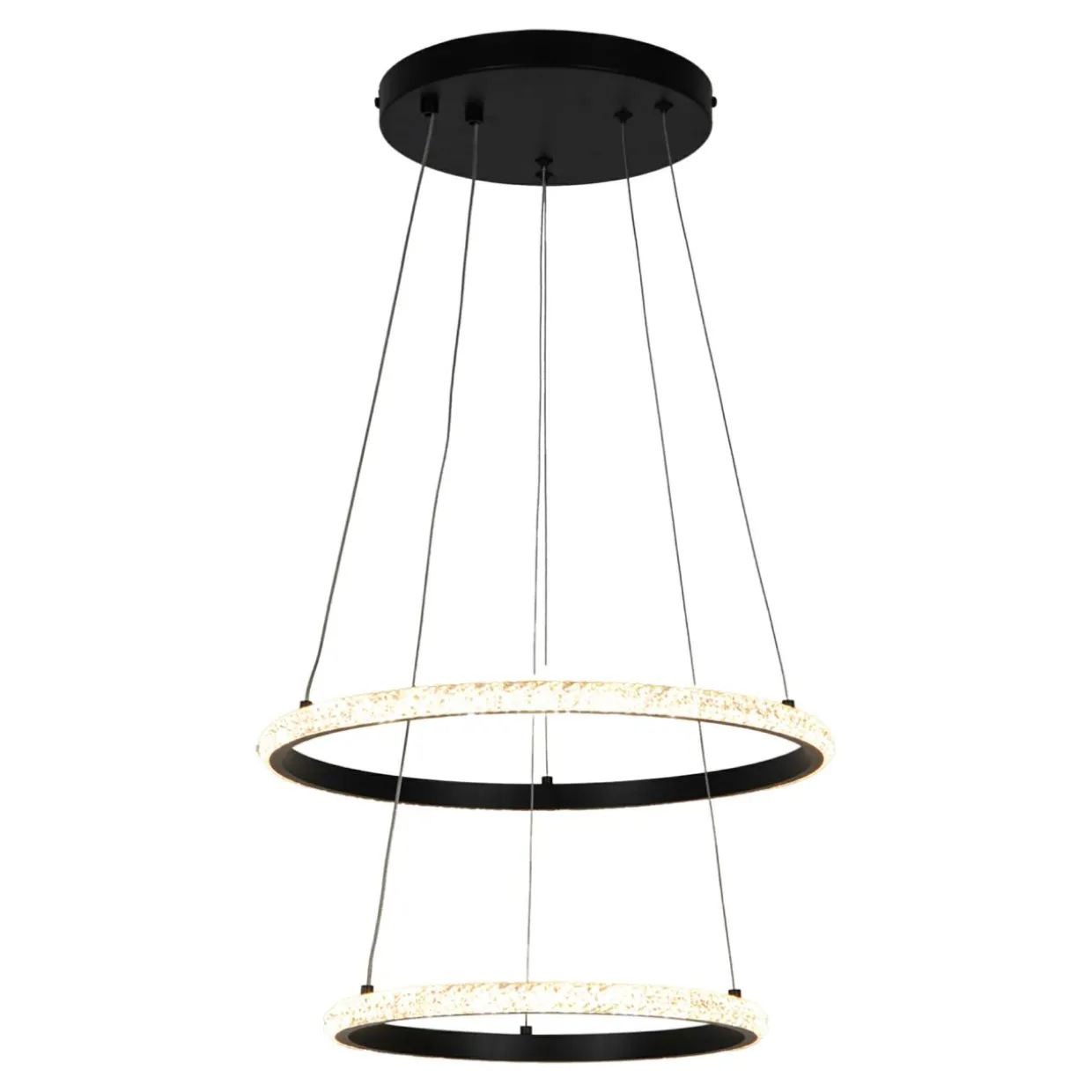 Lampa wisząca 2 pierścienie czarna RIDE LED