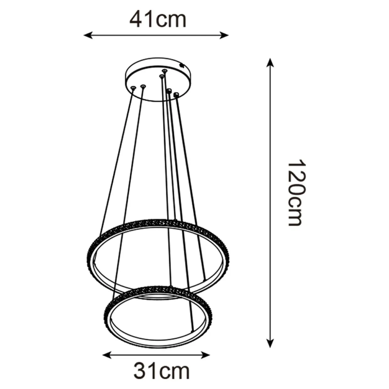 Lampa wisząca 2 pierścienie czarna RIDE LED
