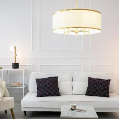 Lampa wisząca abażur biało-złota ABBANO