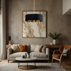 Lampa wisząca abażur czarno-złota ABBANO