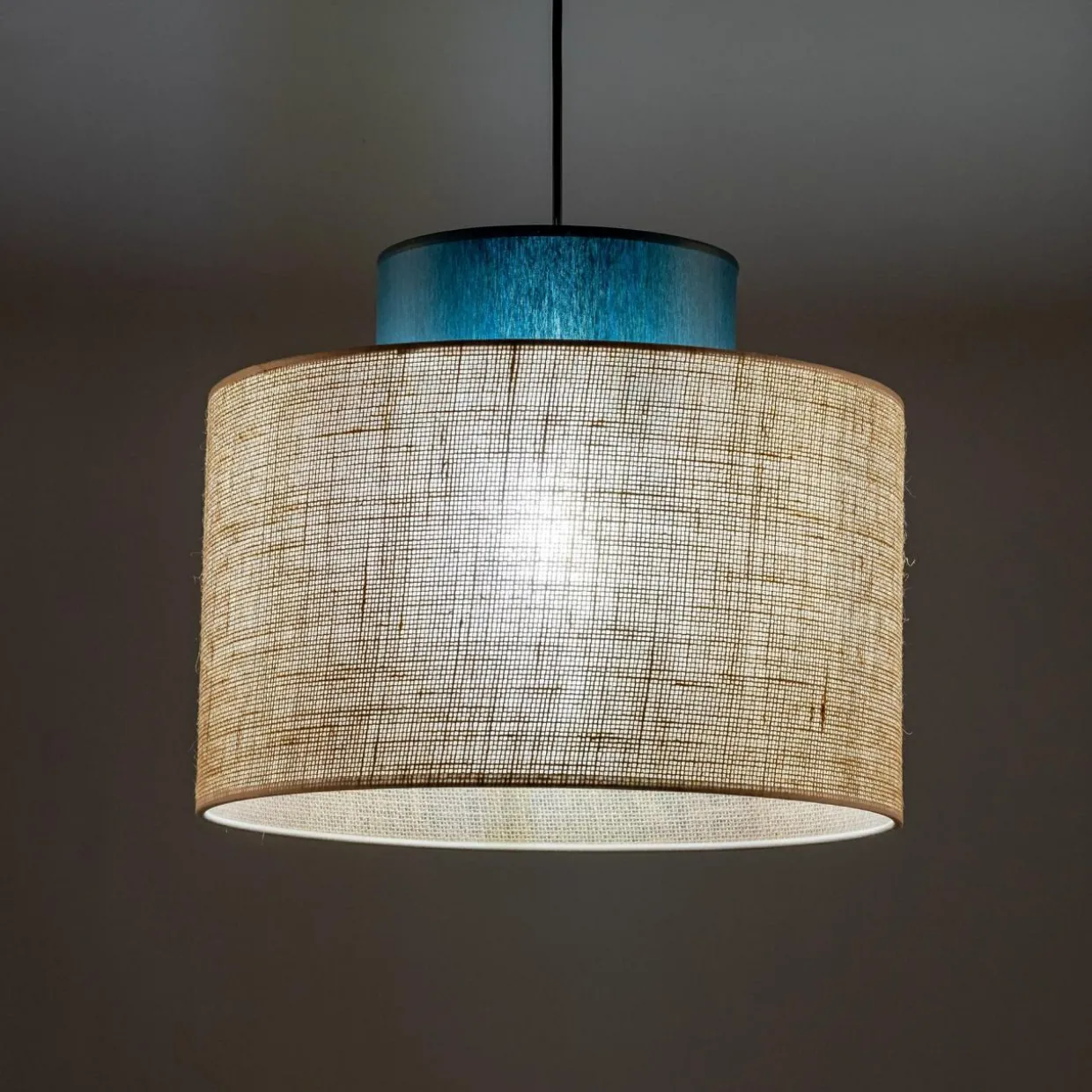 Lampa wisząca abażur DUO JUTA GREEN