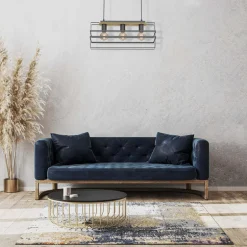 Lampa wisząca czarna jasne drewno KORTEZ III