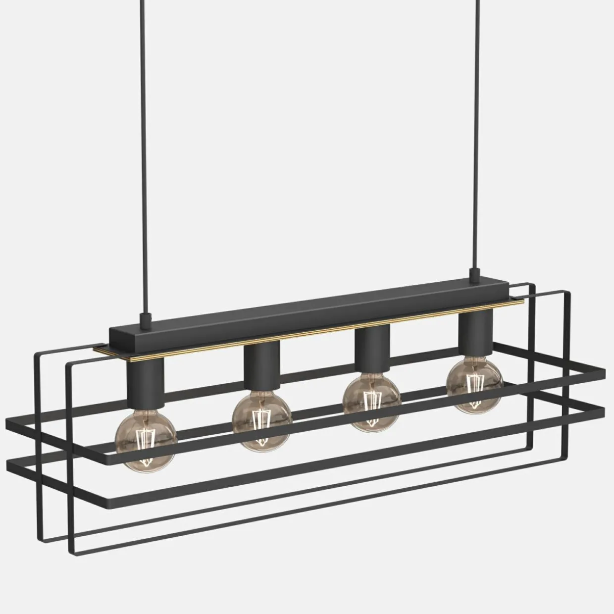 Lampa wisząca czarna jasne drewno KORTEZ IV