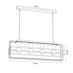 Lampa wisząca czarna jasne drewno KORTEZ IV