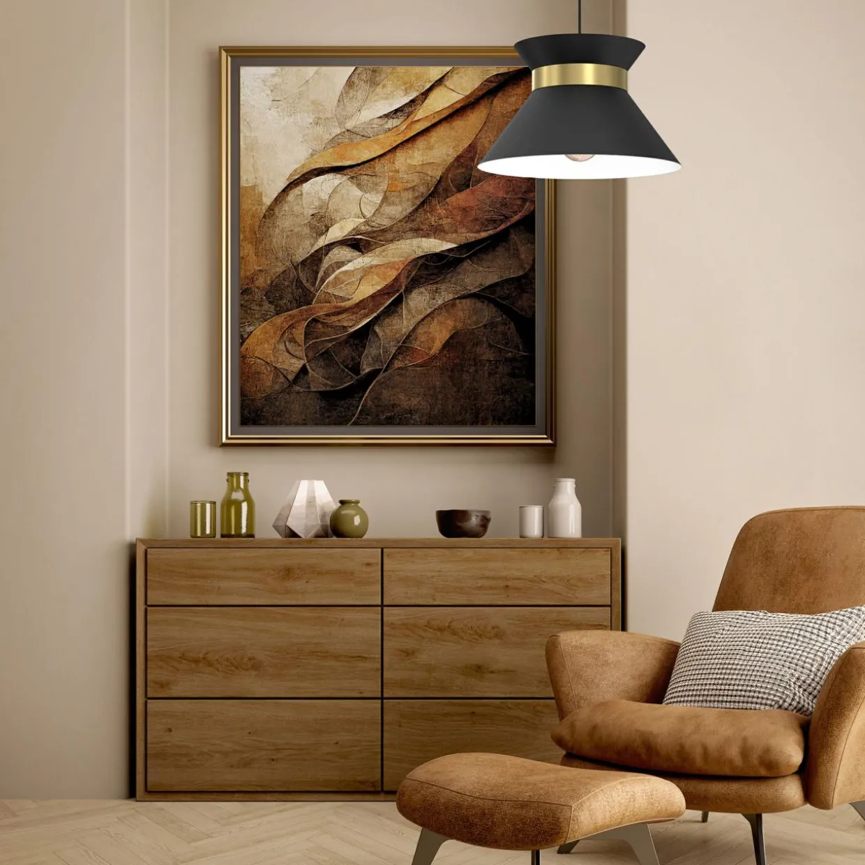 Lampa wisząca czarno-złota NORGE