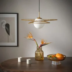 Lampa wisząca kulisty klosz złota ALISON