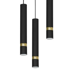 Lampa wisząca loftowa tuba czarno-złota RENO III