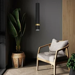 Lampa wisząca loftowa tuba czarno-złota RENO