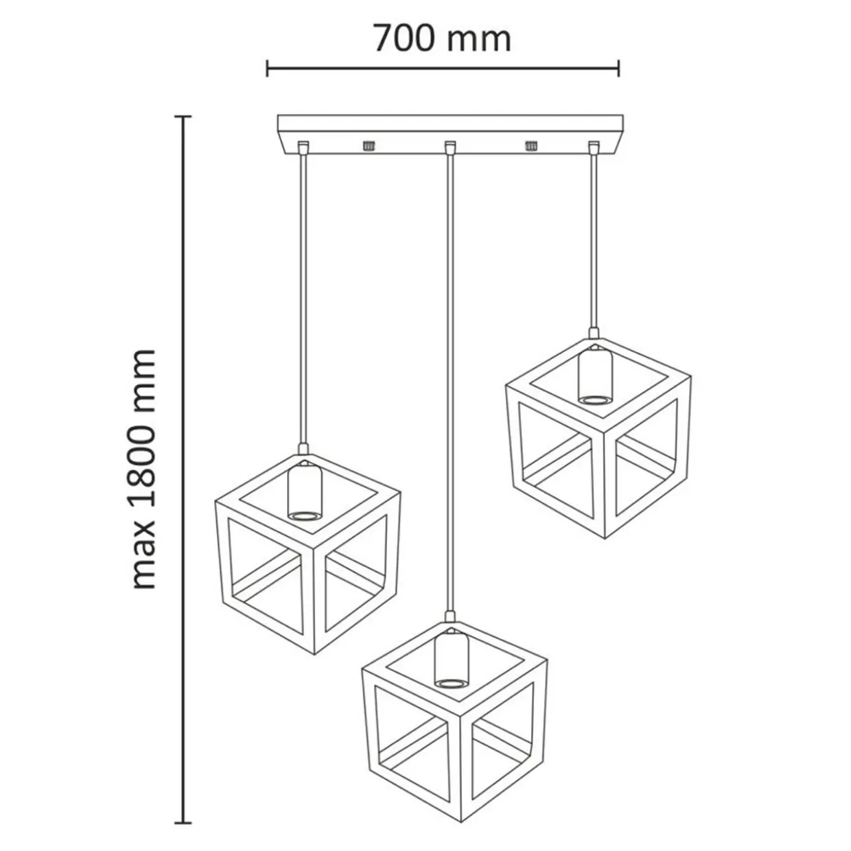 Lampa wisząca 3-punktowa czarna SWEDEN