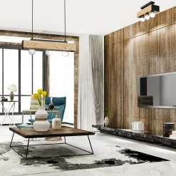 Lampa wisząca rustykalna drewniana MILUZA III