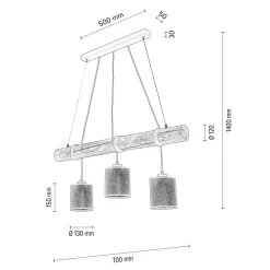 Lampa wisząca rustykalna sosna TRABO JUTE 3