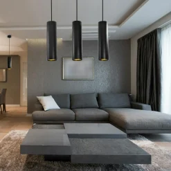 Lampa wisząca tuba czarno-złota LATI III