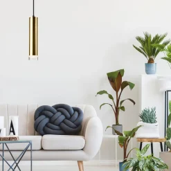 Lampa wisząca tuba złota DIEGO I