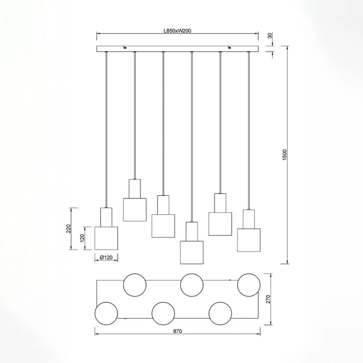 Lampa wisząca wielobarwna AGUDO 6
