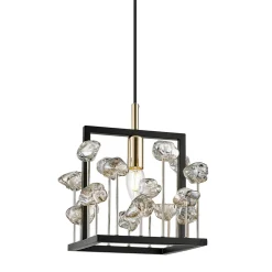 Lampa wisząca z kryształkami czarno-złota CAROLINE