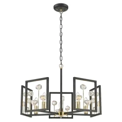 Lampa wisząca z kryształkami czarno-złota CAROLINE 5