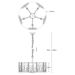 Lampa wisząca z kryształkami czarno-złota CAROLINE 5