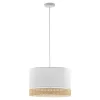 Lampa wisząca z rattanem biała PAGLIA 38,5 cm
