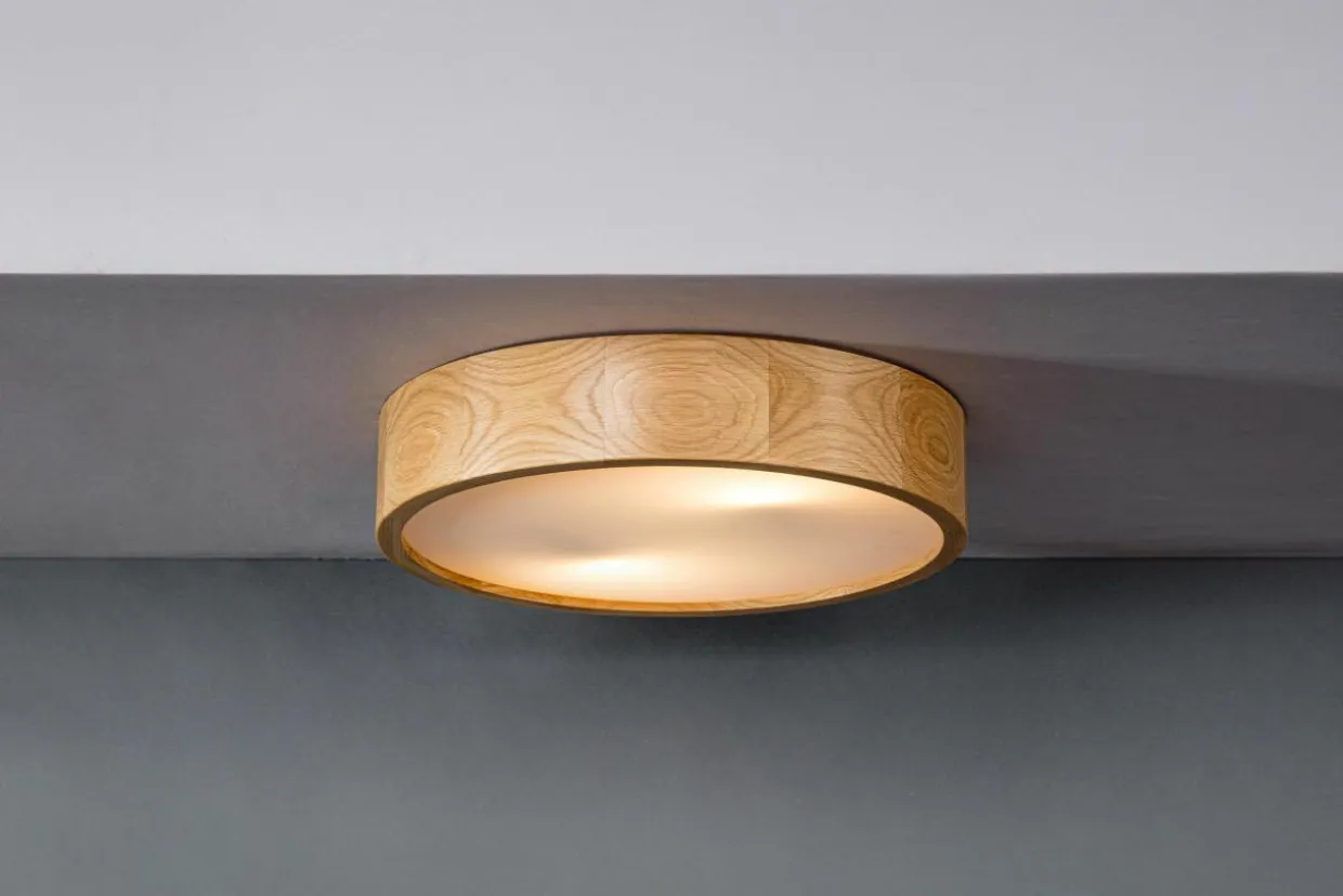 Lampa z oprawą w kolorze dębu - średnica 37 cm