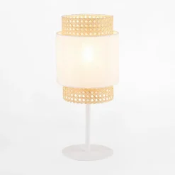 Lampka nocna rattanowa biała BOHO