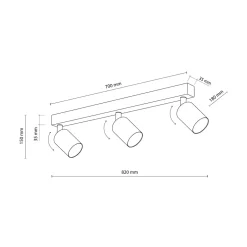 Listwa 3 reflektory czarna NEX