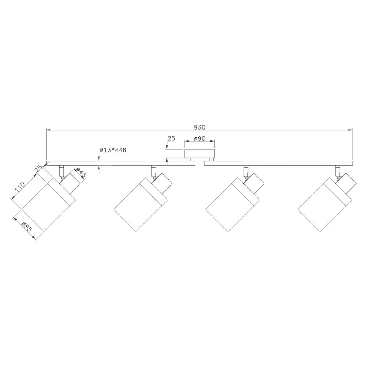 Listwa oświetleniowa 4-punktowa PASQUAL
