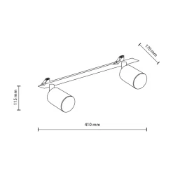 Listwa podtynkowa 2 reflektory czarna NEX