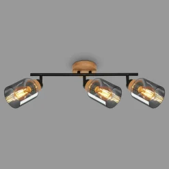 Listwa podwieszana 3 klosze czarna jasne drewno HEMA