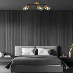 Listwa podwieszana 3 klosze czarna jasne drewno HEMA