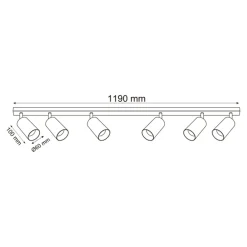 Listwa podwieszana 6 reflektorów spot złota REN