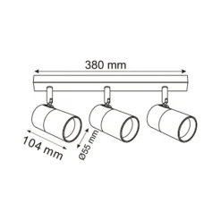 Listwa podwieszana 3 reflektory spot czarno-złota FORI
