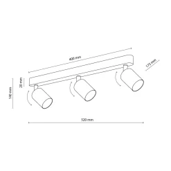 Listwa podwieszana 3 reflektory różowa LIVIA